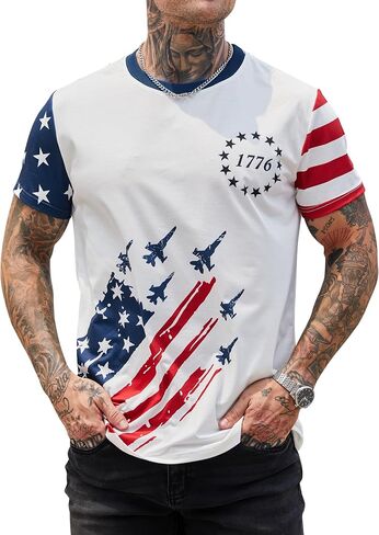 Men's American Tshirt USA Flag 4th of July 250th Anniversary Shirt(S-3XL) in Kuwait