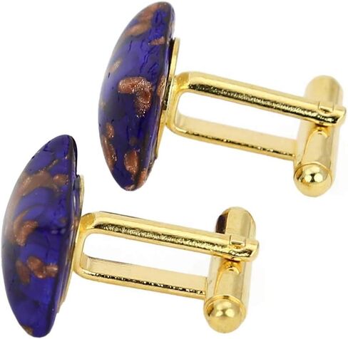 Glass Of Venice Murano Glass Avventurina Rectangular Cufflinks - Navy Blue in Kuwait