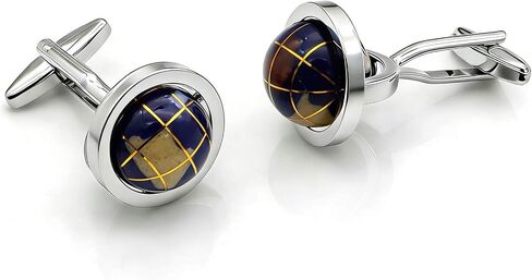 Unique Earth cufflinks,Dynamic Rotatable Cuff Links Mens,Blue Round Ball World Map Cuff-Links Father of The Bride Cufflinks in Saudi Arabia