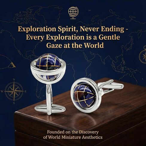 Unique Earth cufflinks,Dynamic Rotatable Cuff Links Mens,Blue Round Ball World Map Cuff-Links Father of The Bride Cufflinks in Saudi Arabia
