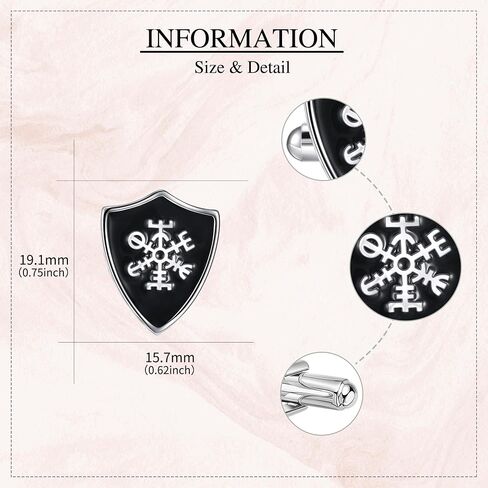 Viking Shield Cufflinks 925 Sterling Silver Black Viking Symbol Shirt Cufflinks for Men Unique Cuff Links Executive Groom Father Wedding Gift in Kuwait