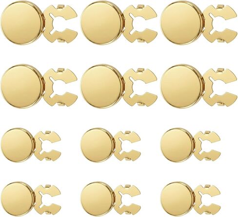 12 Pcs Brass Round Cuff Button Cover 2 Sizes Gold Clip-On Botones Cufflinks Kit Elegant Covers DIY Freedom Button Cover Cufflinks Flat Round Cuffs for Formal Business Wedding Tuxedo Cufflink Shirt in Saudi Arabia