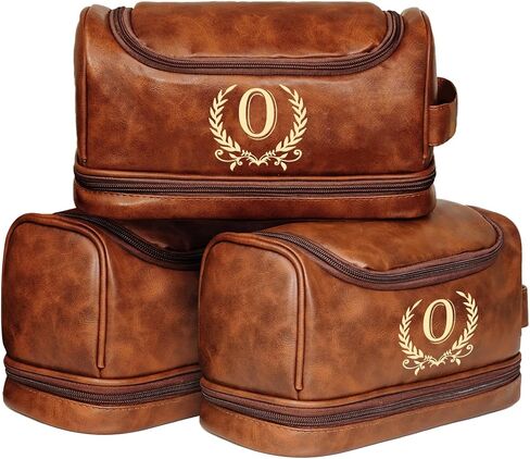 Groomsmen Gifts for Men Travel Toiletry Bag, Personalized Leather Toiletry Bag with Handle & Hook, Water Resistant Shaving Kit Bag for Wedding Party Bachelor Party Favors Bestman Gifts(DB-J) in Saudi Arabia