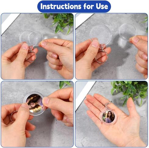 120 Pcs Clear Acrylic Keychain Blanks Circular Transparent Photo Frame Keyrings Round Acrylic Discs for DIY Crafts, Vinyl Projects, Gifts, Tags and Decorations in Saudi Arabia