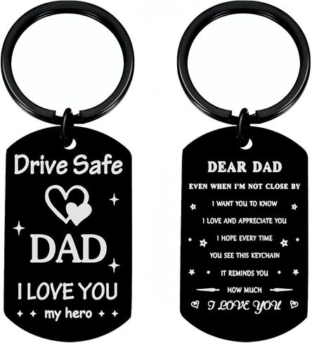 1 Piece Double-Sided Engraving Drive Safe Keychain for Him Father Papa Gifts Dad from Daughter Son, Father's Day Keychain for Dad from Daughter Son, for Husband from Wife in Saudi Arabia
