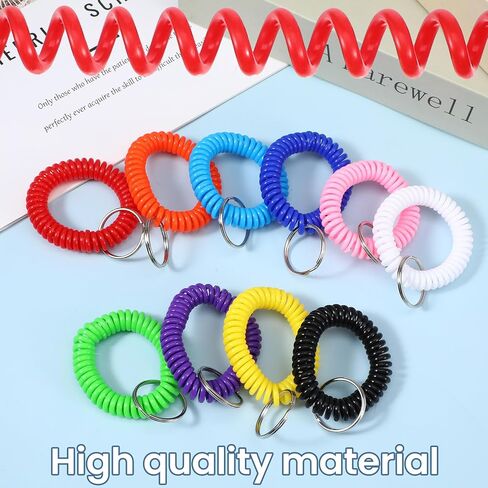 150Pcs Colorful Wrist Keychain, Spiral Keychain Bracelet Wrist Coil Key Chains,10 Color Stretchy Plastic Wristlet Keychains, Wristband Key Ring for Outdoor, Gym, Pool, Sauna, ID Badge, Sports in Saudi Arabia