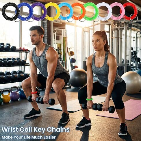 150Pcs Colorful Wrist Keychain, Spiral Keychain Bracelet Wrist Coil Key Chains,10 Color Stretchy Plastic Wristlet Keychains, Wristband Key Ring for Outdoor, Gym, Pool, Sauna, ID Badge, Sports in Saudi Arabia