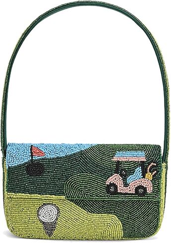 America & Beyond Golf Glimmer Shoulder Bag for Women | Hand-Beaded Golf Purse with Magnetic Closure | Novelty Golf Gift in Saudi Arabia