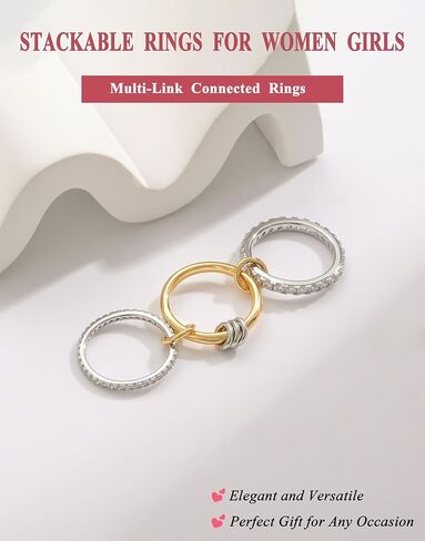 Gold Silver Rings for Women Non Tarnish 18K Gold Plated Stackable Rings Dainty Cubic Zirconia Statement Rings Wedding Band Thumb Ring Mixed Metals Stacking Rings Set Size 6 7 8 9 10 Jewelry Gifts in Saudi Arabia