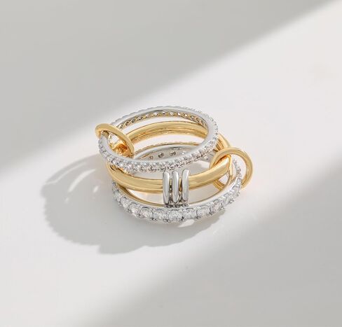 Gold Silver Rings for Women Non Tarnish 18K Gold Plated Stackable Rings Dainty Cubic Zirconia Statement Rings Wedding Band Thumb Ring Mixed Metals Stacking Rings Set Size 6 7 8 9 10 Jewelry Gifts in Saudi Arabia