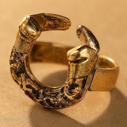 ASIJUNTYECHO 4 Pick Western Rings for Women, Cowboy Jewelry for Women, Horseshoe & Turquoise Bull Head Ring Set, Vintage Western Statement Open Rings for Cowgirls in Saudi Arabia
