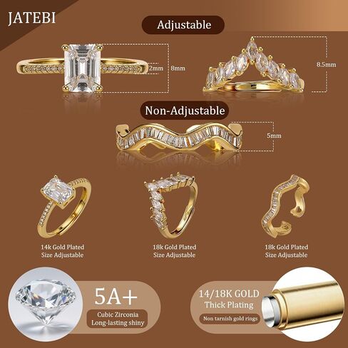 JATEBI Stackable Rings for Women 14K Gold Plated Kunckle Rings Set Dainty Simple Trendy Adjustable Perfect for Stacking Layering on Thumb and Knuckle 3 Pcs in Kuwait