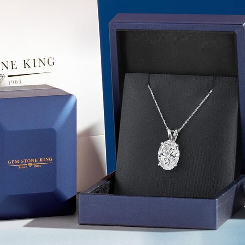 Gem Stone King 5.00 Ct IGI Certified Oval Lab Grown Diamond Pendant Necklace For Women in 14K White Gold | D-E Color | VS1-VS2 Clarity | Gold Necklace For Women | With 18 Inch Chain in Kuwait