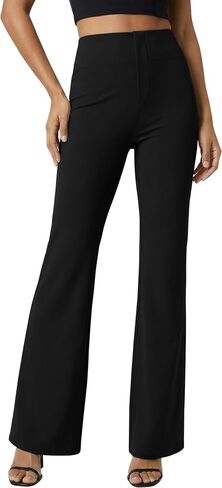 Dokuritu Women's Work Pants Business High Waist Flare Leggings with Pockets Tummy Control Bootcut Pull On Stretchy Slacks in Saudi Arabia