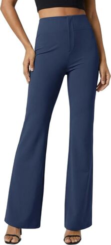 Dokuritu Women's Work Pants Business High Waist Flare Leggings with Pockets Tummy Control Bootcut Pull On Stretchy Slacks in Saudi Arabia