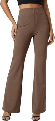 Dokuritu Women's Work Pants Business High Waist Flare Leggings with Pockets Tummy Control Bootcut Pull On Stretchy Slacks in Saudi Arabia