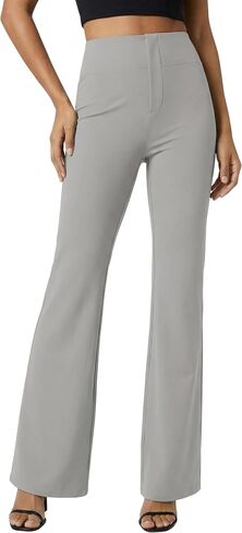 Dokuritu Women's Work Pants Business High Waist Flare Leggings with Pockets Tummy Control Bootcut Pull On Stretchy Slacks in Saudi Arabia