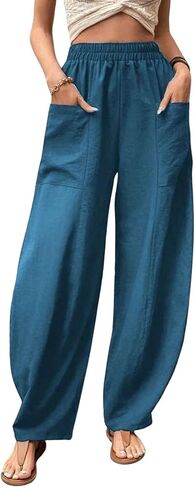 BIVENANT Womens Casual High Waist Pants Spring Summer Trendy Wide Leg Slacks Trouser Travel Vacation Outfits with Pocket in Saudi Arabia