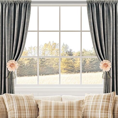Meplait 2 Pack Flower Curtain Tiebacks & Holdbacks, No Drill Curtain Clips for Sheer Curtains Decorative Curtain Tie Back for Bedroom Nursery Living Room (Apricot Dahlia) in Saudi Arabia