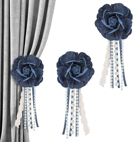 Meplait 2 Pack Flower Curtain Tiebacks & Holdbacks, No Drill Curtain Clips for Sheer Curtains Decorative Curtain Tie Back for Bedroom Nursery Living Room (Apricot Dahlia) in Saudi Arabia
