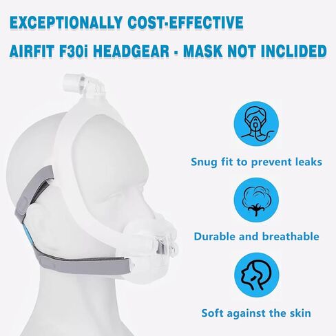 2Pack AirFit F30i Headgear with Magnetic Clips, Adjustable Soft Breathable Replacement CPAP Headgear, Durable Secure Fit Strap Accessories Compatible with AirFit F30i Full Face Mask in Saudi Arabia