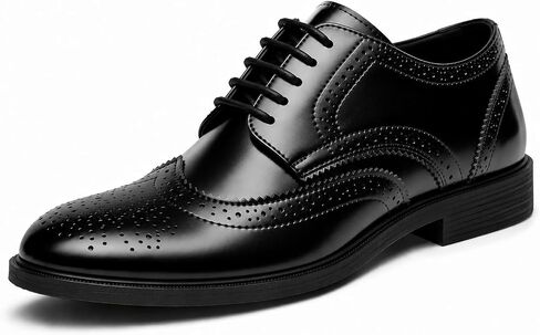 Men’s Wingtip Oxford Shoes Classic Brogue Leather Dress Shoes for Men Formal Business Wedding Lace-Up Derby Comfortable & Durable Black in Saudi Arabia