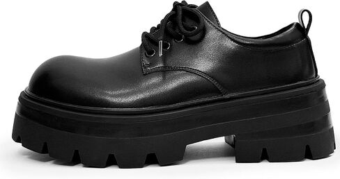 Men's Leather Platform Big Toe Oxfords Lace Up Non-Slip Height-Enhancing Lug Soles Classic Retro Round-Toed Wide-Toed Business Derby Shoes for Work Formal Casual Dress Shoes in Saudi Arabia