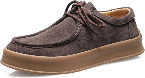 Santimon Men's Suede Leather Lace Up Platform Oxfords Moc Toe Casual Derby Shoes Classic Work Office Business Dress Shoes in Kuwait