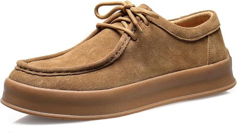Santimon Men's Suede Leather Lace Up Platform Oxfords Moc Toe Casual Derby Shoes Classic Work Office Business Dress Shoes in Kuwait