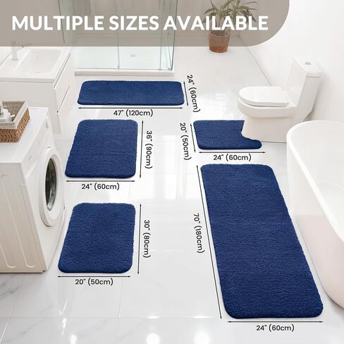 Exclusivo Mezcla Bathroom Rugs Mat 17x24, Extra Soft Non Slip Absorbent Microfiber Bath Rugs, Machine Washable Quick Dry Bath Mats for Bathroom Floor, Shower, Home Decor, Solid Navy Blue in Saudi Arabia