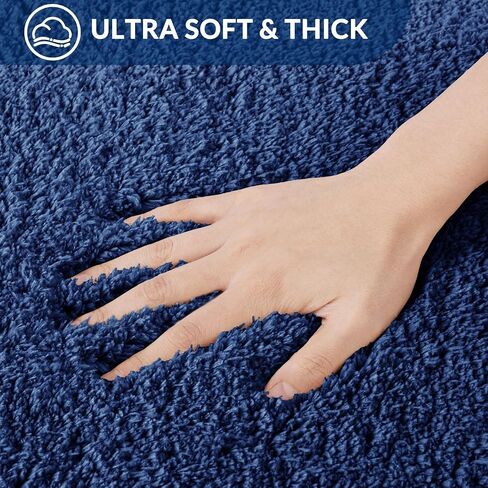 Exclusivo Mezcla Bathroom Rugs Mat 17x24, Extra Soft Non Slip Absorbent Microfiber Bath Rugs, Machine Washable Quick Dry Bath Mats for Bathroom Floor, Shower, Home Decor, Solid Navy Blue in Saudi Arabia