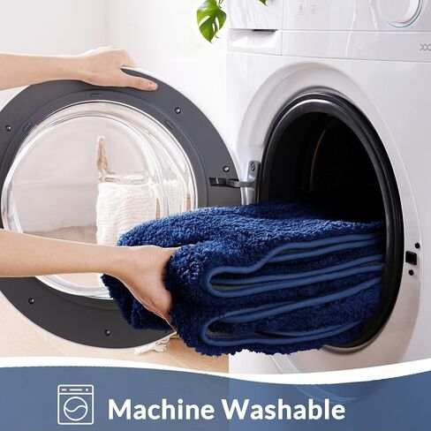 Exclusivo Mezcla Bathroom Rugs Mat 17x24, Extra Soft Non Slip Absorbent Microfiber Bath Rugs, Machine Washable Quick Dry Bath Mats for Bathroom Floor, Shower, Home Decor, Solid Navy Blue in Saudi Arabia