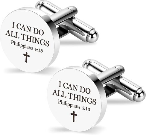 I Can Do All Things Through Christ Mens Christian Gifts Inspirational Cuff Links Stainless Steel Cufflinks Catholic Bible Religious Spiritual Gifts Faith Based Gift Fathers Day Birthday Christmas Gift in Kuwait