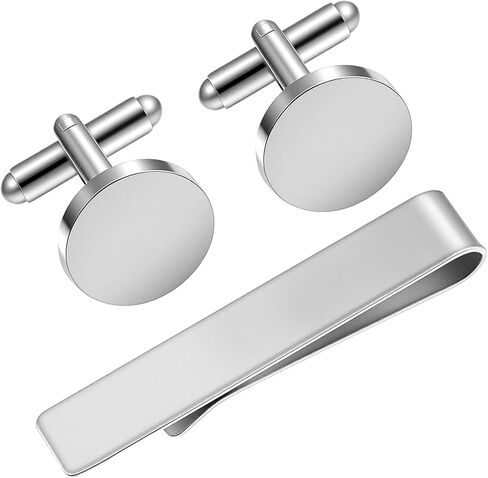 3Pcs Silver Tie Clip and Cufflink Set for Men Unique Personalized Cuff Links Set for Business Meeting Dating Wedding Boyfriend Daily Wear in Saudi Arabia
