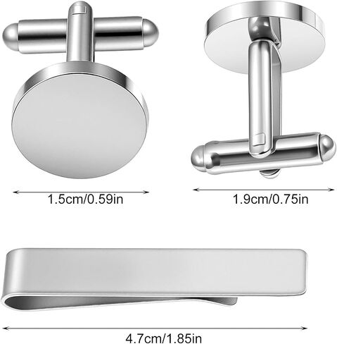 3Pcs Silver Tie Clip and Cufflink Set for Men Unique Personalized Cuff Links Set for Business Meeting Dating Wedding Boyfriend Daily Wear in Saudi Arabia