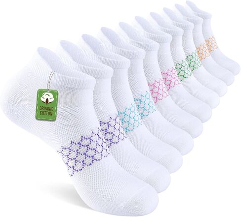 10 Pairs Womens Ankle Socks Cotton Short Low Cut Socks for Women with Tab in Saudi Arabia