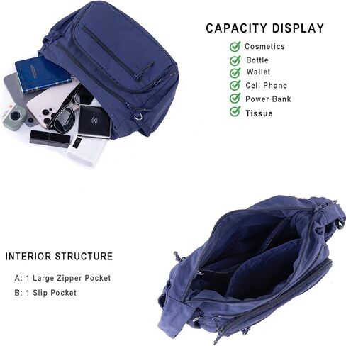 Trendy Nylon Crossbody Bags for Women,Multi-Pocket Shoulder Handbag Lightweight Sling Hobo Bag Roomy Travel Crossbody Purses in Saudi Arabia