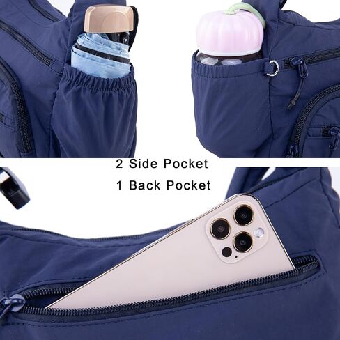 Trendy Nylon Crossbody Bags for Women,Multi-Pocket Shoulder Handbag Lightweight Sling Hobo Bag Roomy Travel Crossbody Purses in Saudi Arabia