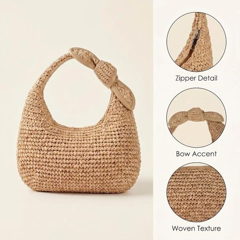 Straw Hobo Bag, Summer Beach Shoulder Purse for Women, Lightweight Vacation Handmade Straw Bag for 2026 in Kuwait