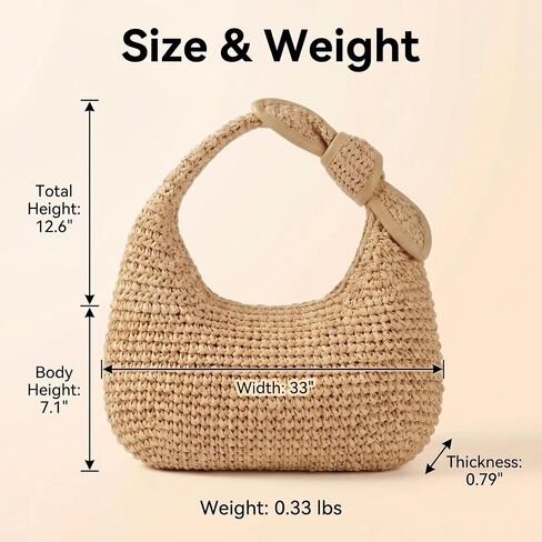 Straw Hobo Bag, Summer Beach Shoulder Purse for Women, Lightweight Vacation Handmade Straw Bag for 2026 in Kuwait
