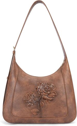 Small Shoulder Bag for Women, Vegan Leather Embossed Hobo Purse with Underarm Strap, Compact Daily Handbag in Saudi Arabia