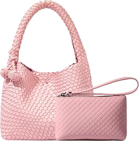 Woven Top Handle Handbag for Women, Small Hobo Bags with Mini Purse, Travel Beach Tote, Designer Shoulder Bucket Bag in Saudi Arabia