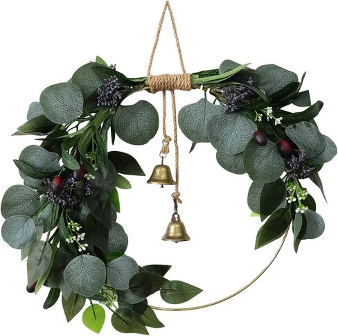 Eucalyptus Wreath for Front Door Artificial Eucalyptus Wreath Olive Fruit and Blueberry with Green Leaf Spring Summer All Season for Farmhouse Front Porch Window Hanging Wall Party Decor in Saudi Arabia
