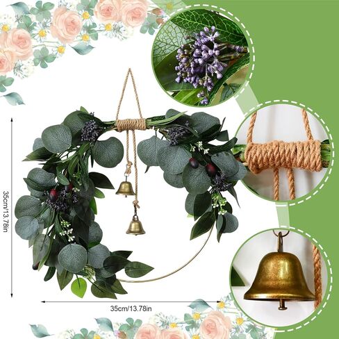 Eucalyptus Wreath for Front Door Artificial Eucalyptus Wreath Olive Fruit and Blueberry with Green Leaf Spring Summer All Season for Farmhouse Front Porch Window Hanging Wall Party Decor in Saudi Arabia