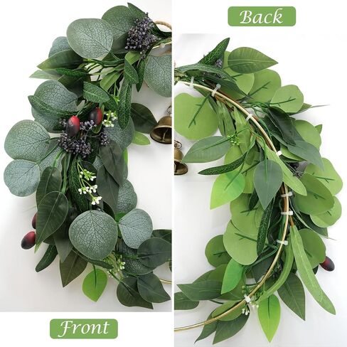 Eucalyptus Wreath for Front Door Artificial Eucalyptus Wreath Olive Fruit and Blueberry with Green Leaf Spring Summer All Season for Farmhouse Front Porch Window Hanging Wall Party Decor in Saudi Arabia