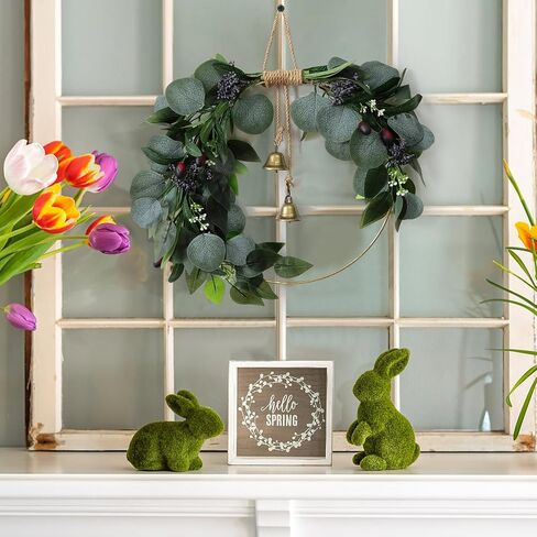 Eucalyptus Wreath for Front Door Artificial Eucalyptus Wreath Olive Fruit and Blueberry with Green Leaf Spring Summer All Season for Farmhouse Front Porch Window Hanging Wall Party Decor in Saudi Arabia
