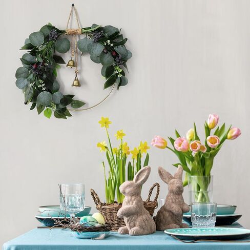 Eucalyptus Wreath for Front Door Artificial Eucalyptus Wreath Olive Fruit and Blueberry with Green Leaf Spring Summer All Season for Farmhouse Front Porch Window Hanging Wall Party Decor in Saudi Arabia