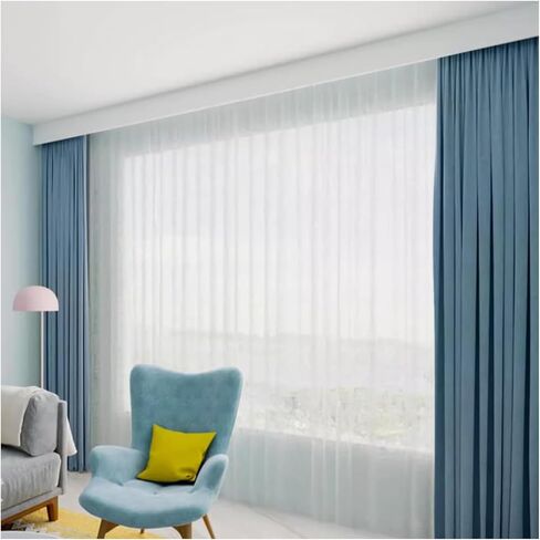 3-in-1 Ceiling Curtain Track System with Double Tracks & Heavy-Duty White Pelmet Box for Living Room & Bedroom Decor (Size: 1m/3.3ft) - Stylish & Durable in Kuwait
