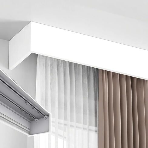 Stylish Double Track Curtain Pelmet Box Kit with Rods, Wall/Ceiling Mount, Blackout Window Valances & Drapes for Home Decor - 1.4m (4.6ft) in Kuwait