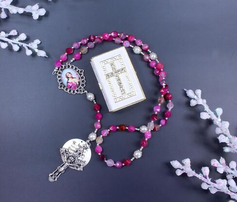 Breast Cancer Rosary St Agatha Rosary Patron Saint of Breast Cancer Pink Rosary Cancer Warrior Survivor Gift Catholic Gift in Saudi Arabia